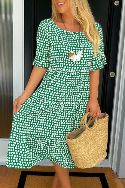 Robe midi évasée à pois pour femme, coupe décontractée