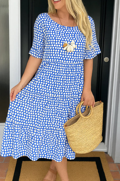 Robe midi évasée à pois pour femme, coupe décontractée