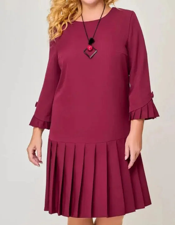 Robe plissée intemporelle unie pour femme