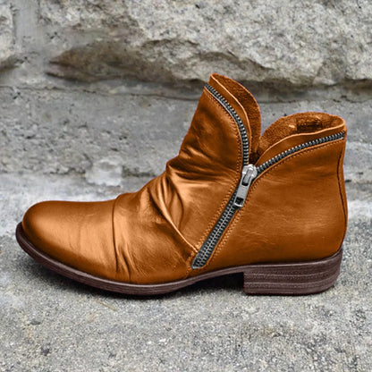 Bottines Classiques à Double Fermeture Éclair pour Femmes