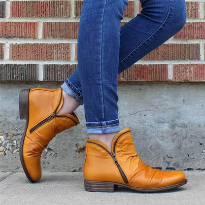 Bottines Classiques à Double Fermeture Éclair pour Femmes