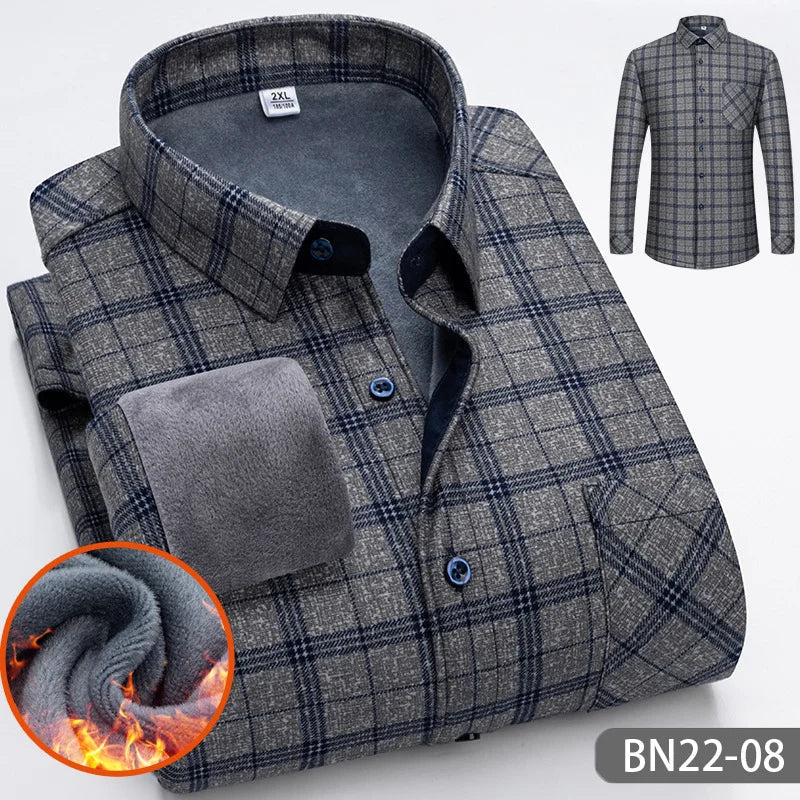 Chemise thermique doublée en polaire pour homme