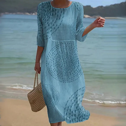Robe ample mi-longue à imprimé côtier pour femme