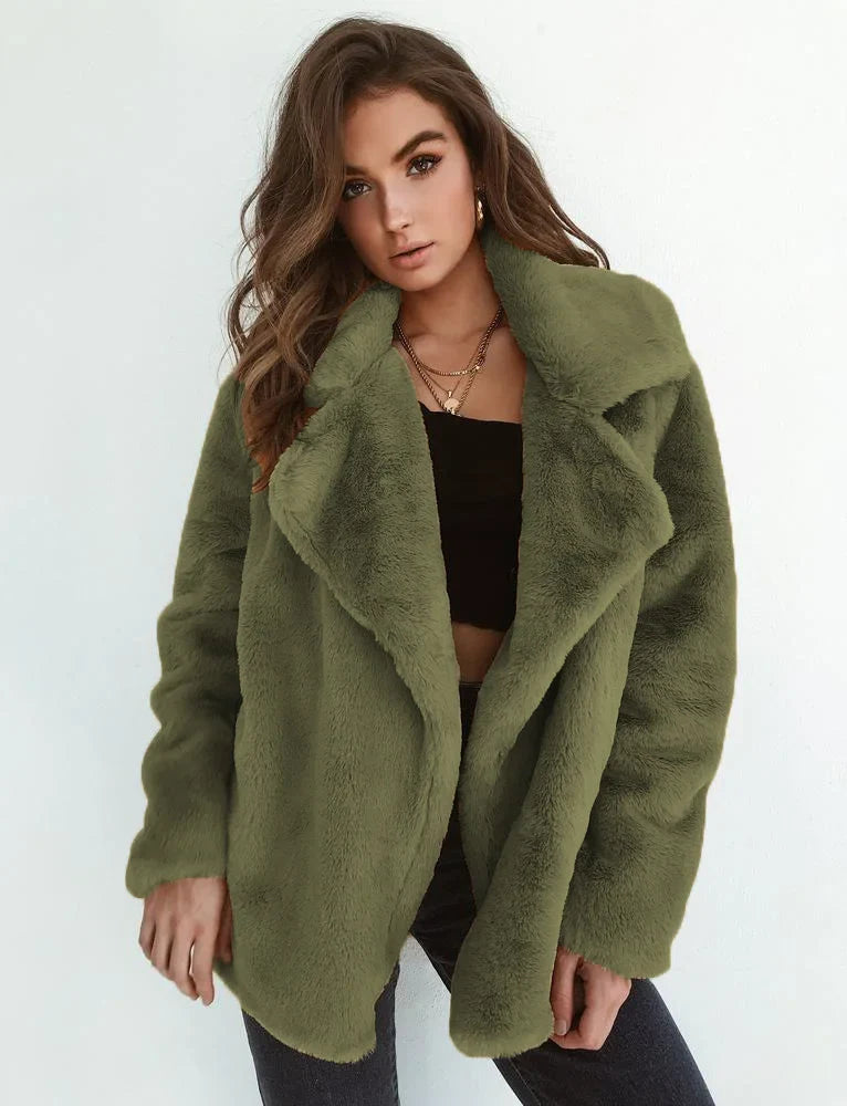 Veste polaire doublée en laine pelucheuse pour femme
