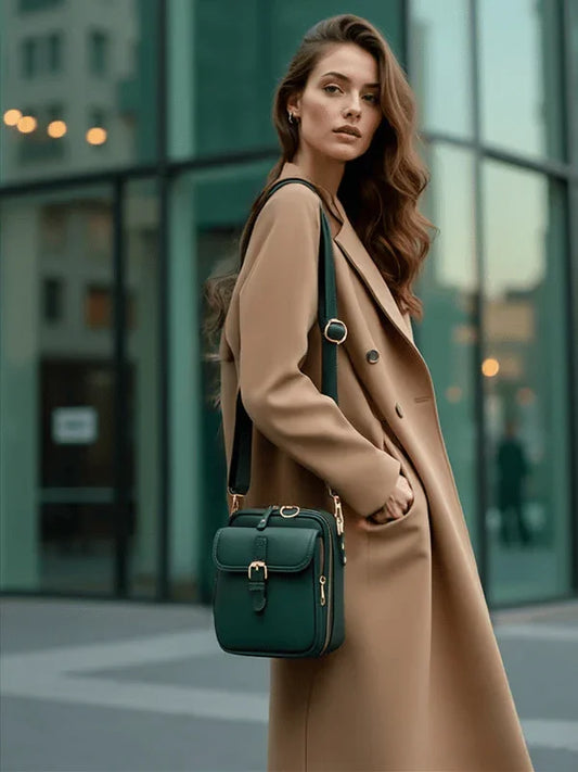 Sac à Main Bandoulière Compact en Effet Cuir pour Femme