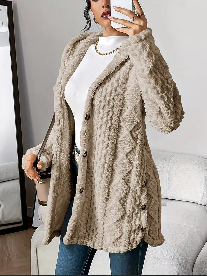 Gilet à capuche en peluche à motif losanges