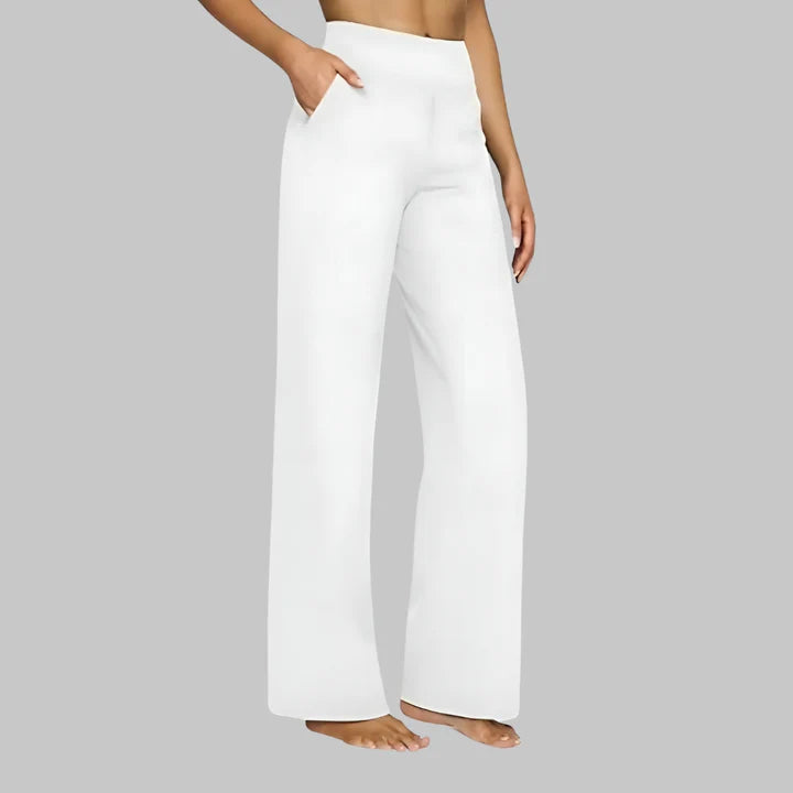 Pantalon large stretch taille haute pour femme