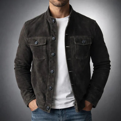 Veste en daim boutonnée pour homme