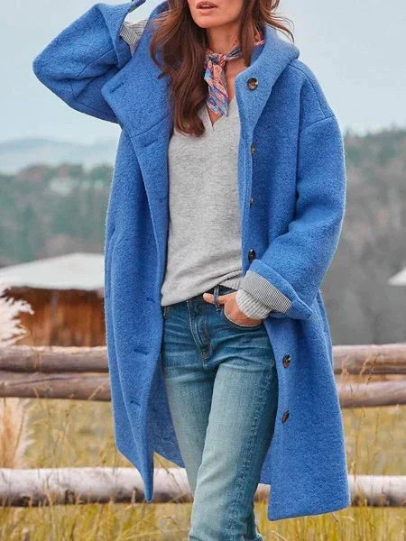 Manteau en mérinos à manches longues et boutons