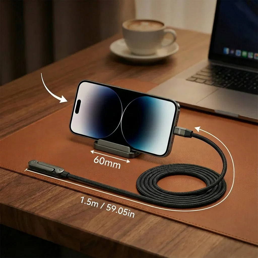 Câble de chargement pliable avec support de téléphone intégré