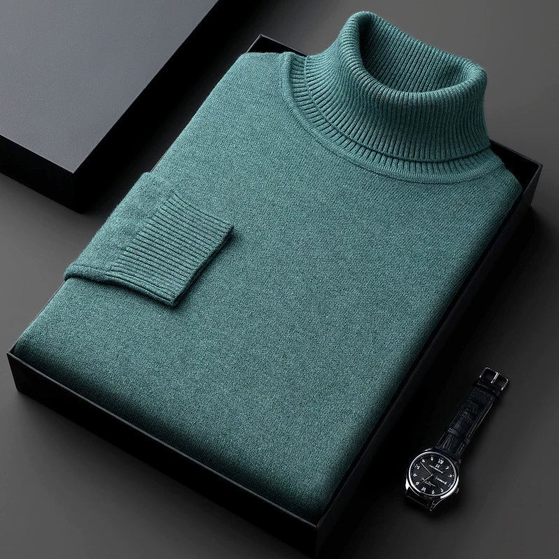 Pull col roulé chaud doublé polaire pour homme