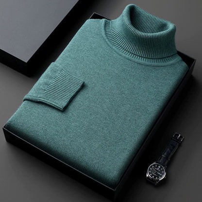 Pull col roulé chaud doublé polaire pour homme