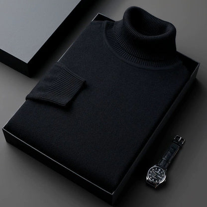 Pull col roulé chaud doublé polaire pour homme