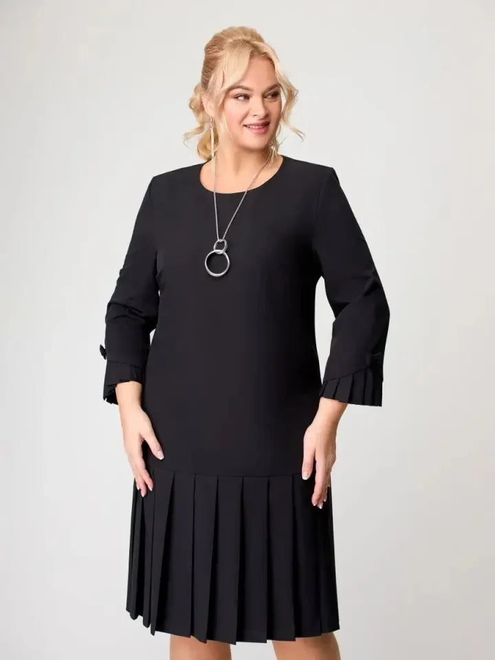 Robe plissée intemporelle unie pour femme