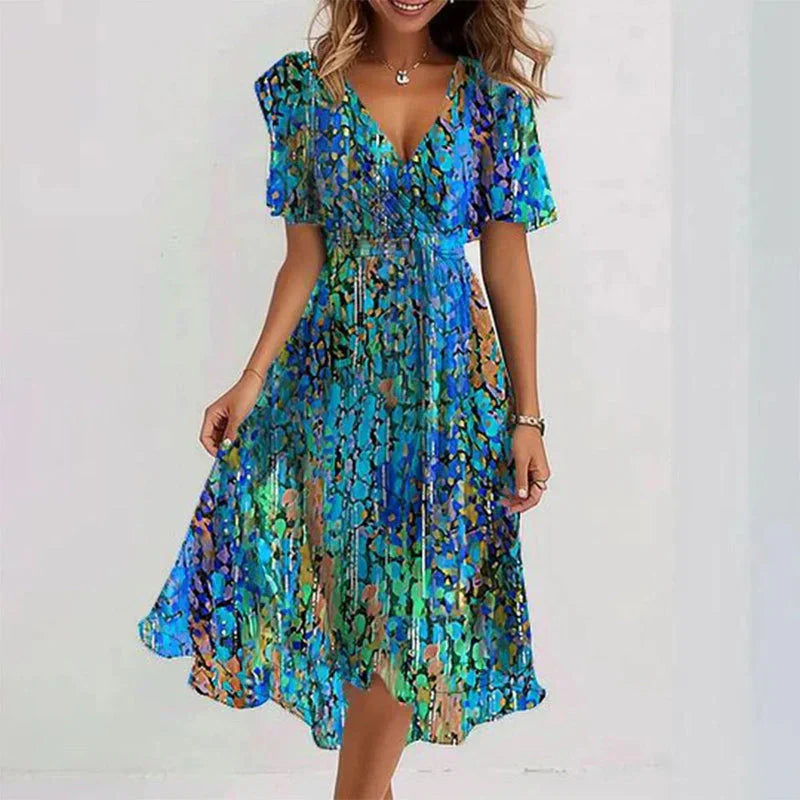 Robe d'été fluide à col en V pour femme