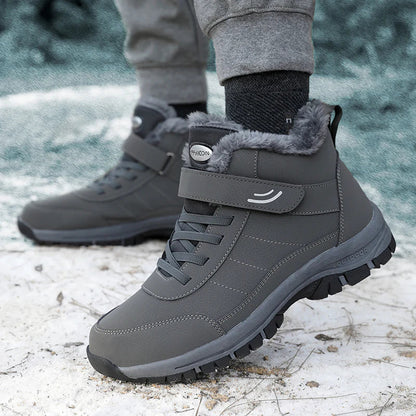 Bottes d'hiver imperméables doublées en polaire pour hommes, coupe large