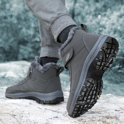 Bottes d'hiver imperméables doublées en polaire pour hommes, coupe large