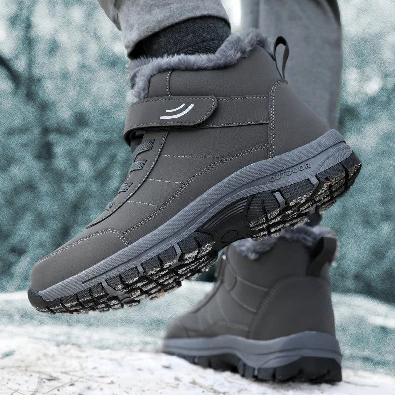 Bottes d'hiver imperméables doublées en polaire pour hommes, coupe large