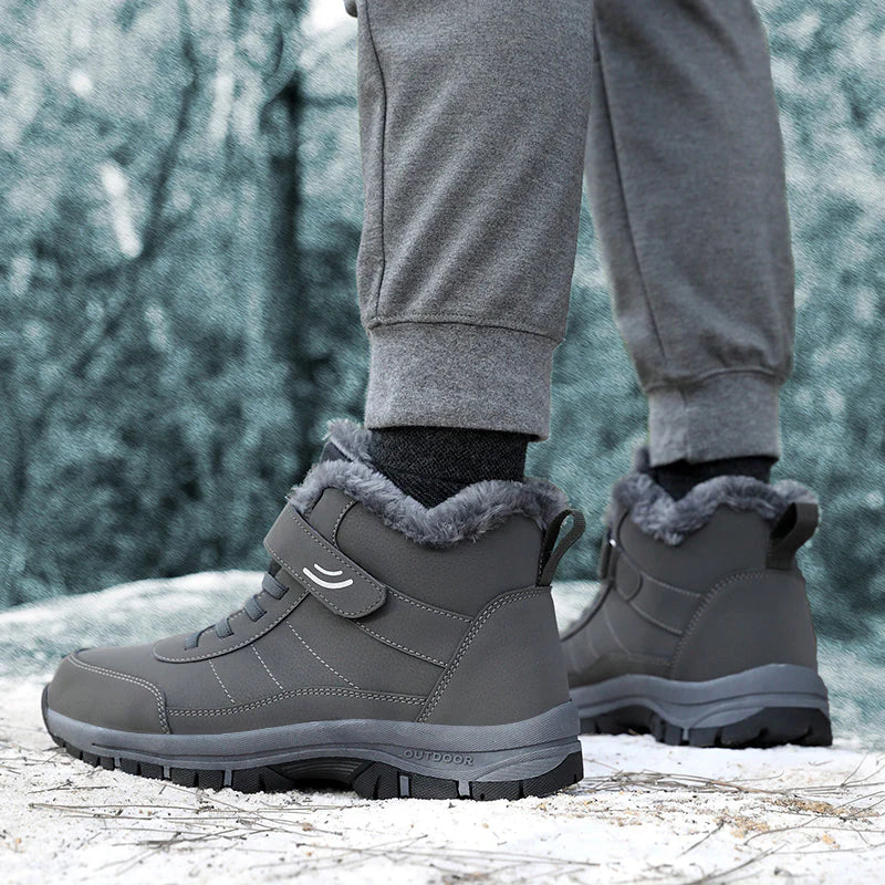 Bottes d'hiver imperméables doublées en polaire pour hommes, coupe large