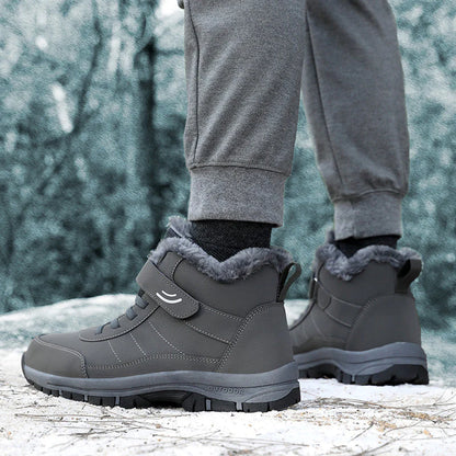 Bottes d'hiver imperméables doublées en polaire pour hommes, coupe large
