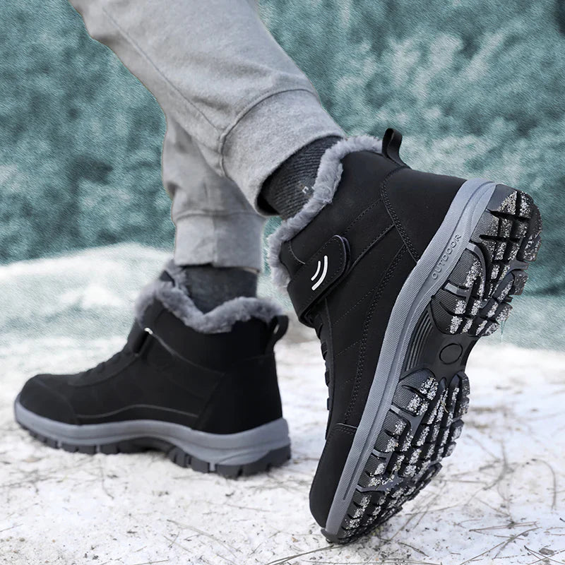 Bottes d'hiver imperméables doublées en polaire pour hommes, coupe large