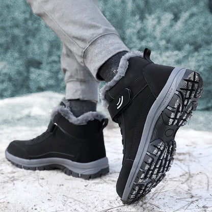 Bottes d'hiver imperméables doublées en polaire pour hommes, coupe large