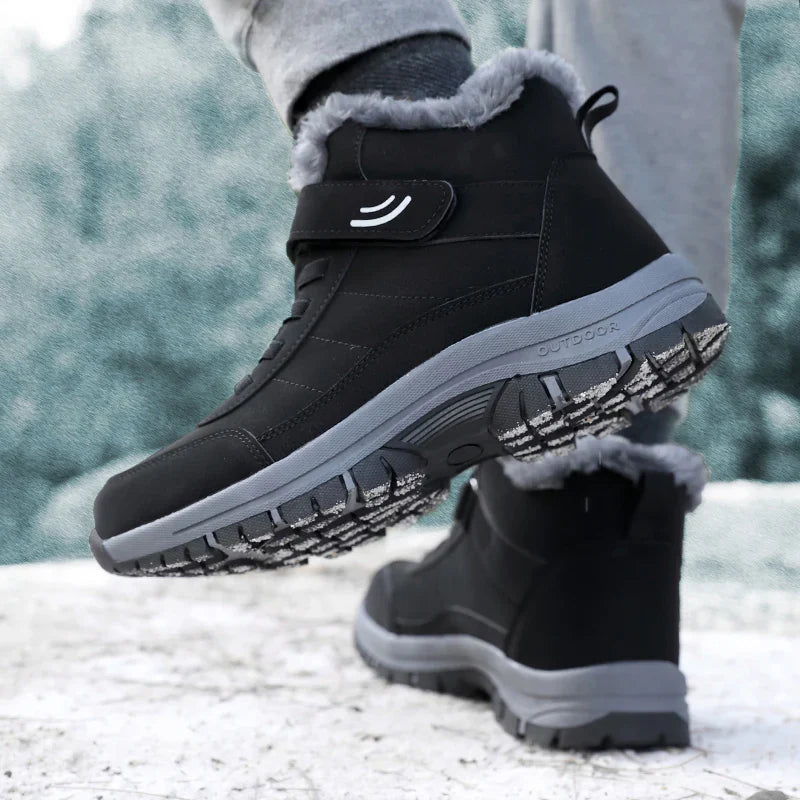 Bottes d'hiver imperméables doublées en polaire pour hommes, coupe large
