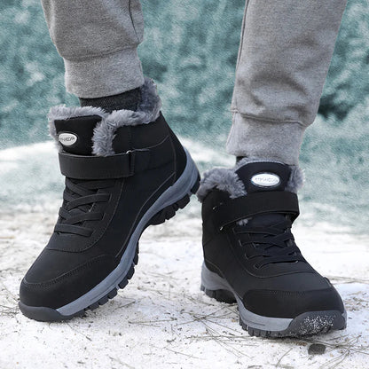 Bottes d'hiver imperméables doublées en polaire pour hommes, coupe large