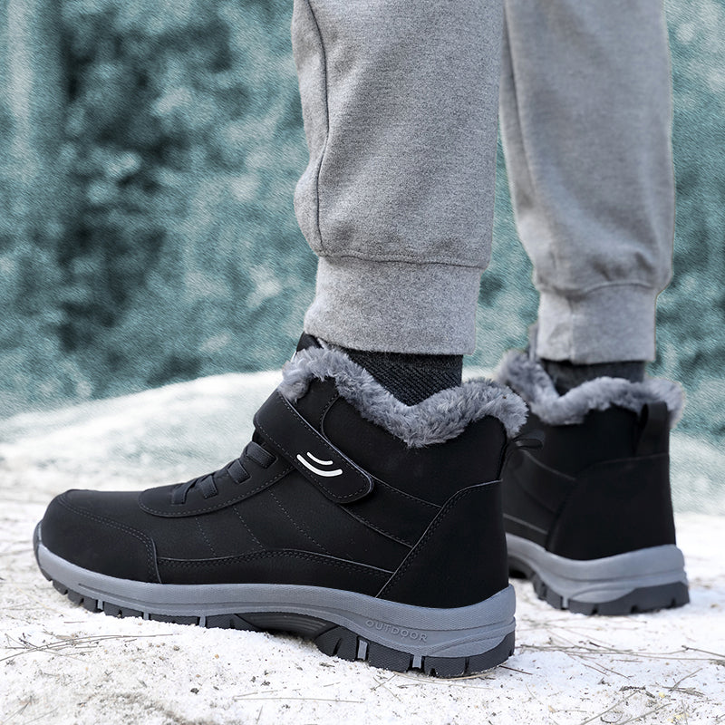 Bottes d'hiver imperméables doublées en polaire pour hommes, coupe large