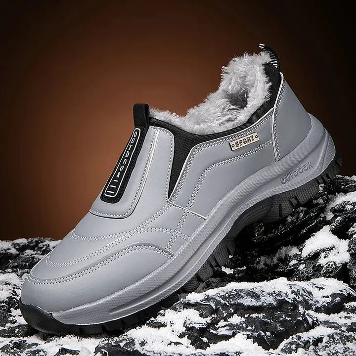 Chaussures de Marche d’Hiver Confort à Soutien Ergonomique pour Hommes, Doublées en Polaire et Faciles à Enfiler