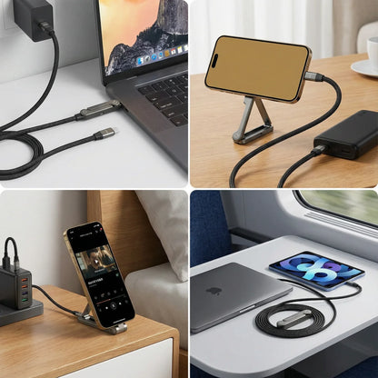 Câble de chargement pliable avec support de téléphone intégré