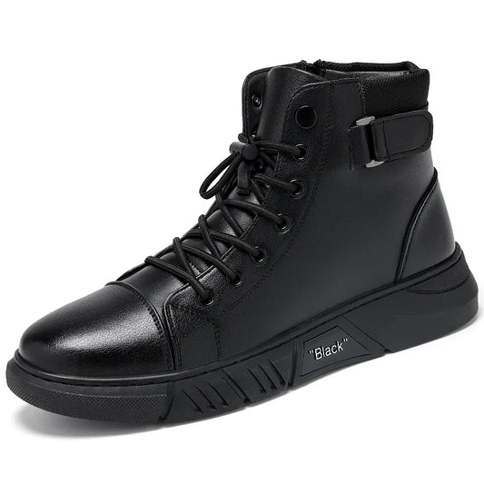 Bottes Chukka pour hommes, doublées en polaire et aspect cuir