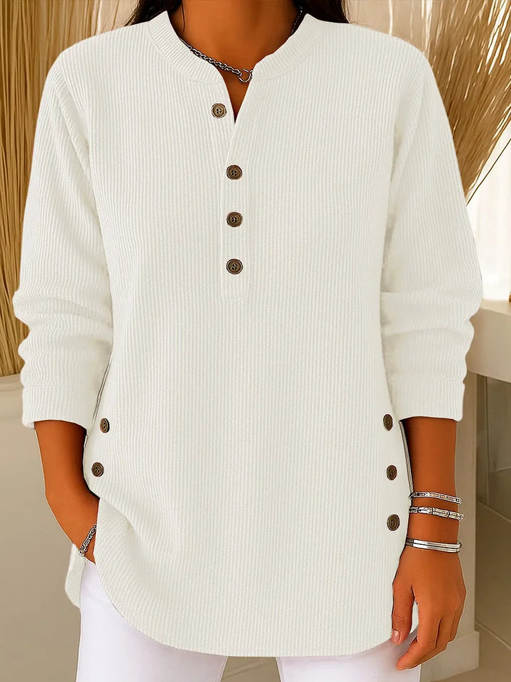 Pull décontracté en maille à manches longues et col rond, couleur unie, pour femme