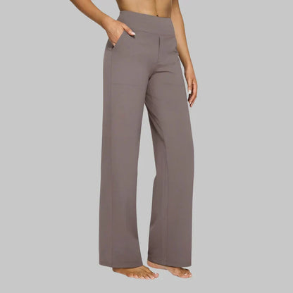 Pantalon large stretch taille haute pour femme