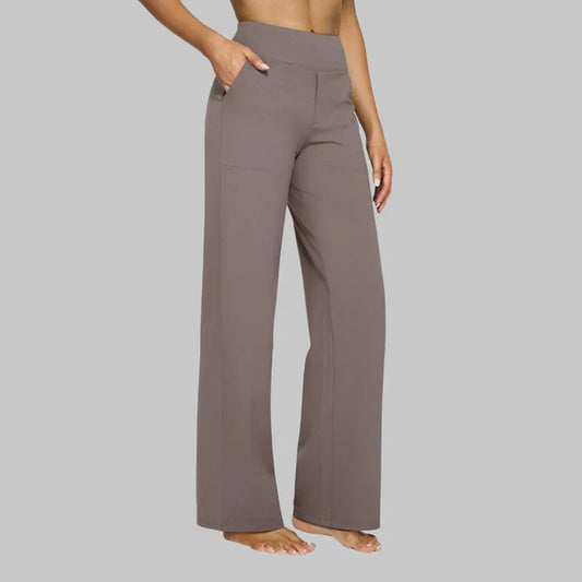 Pantalon large stretch taille haute pour femme
