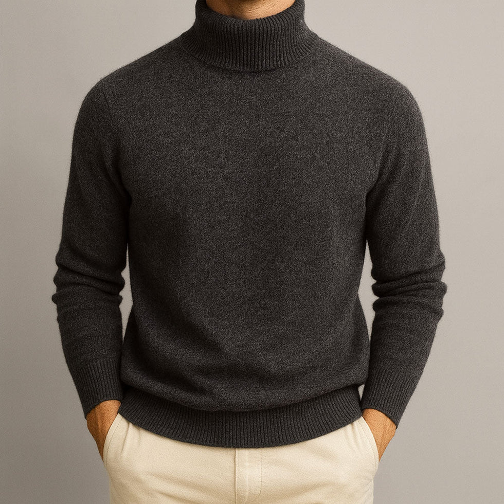 Pull confortable à col roulé en maille douce pour homme