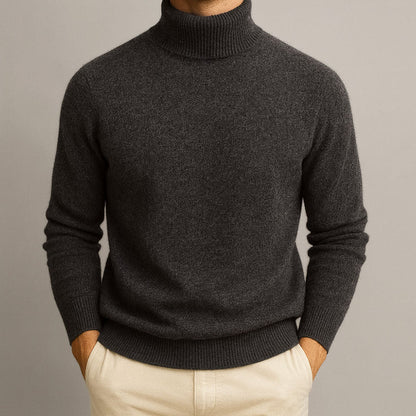 Pull confortable à col roulé en maille douce pour homme