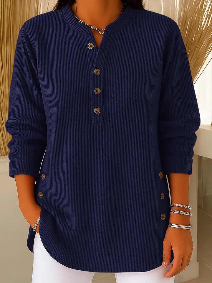 Pull décontracté en maille à manches longues et col rond, couleur unie, pour femme