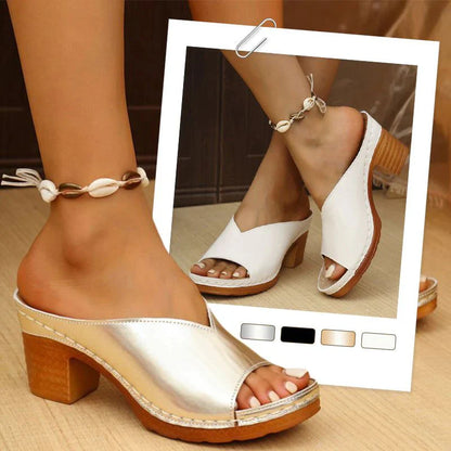 Sandales pour femmes à talons carrés