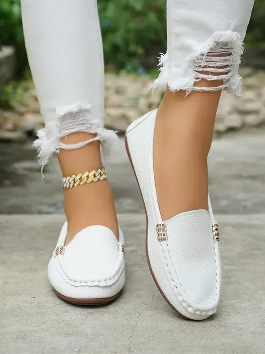 Mocassins Plats Confort avec Chaîne Métallique pour Femme