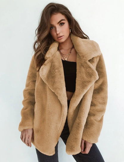 Veste polaire doublée en laine pelucheuse pour femme