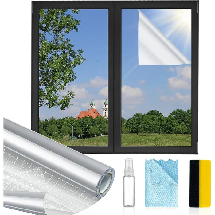 Film réfléchissant unidirectionnel pour vitres avec kit d'installation à faire soi-même