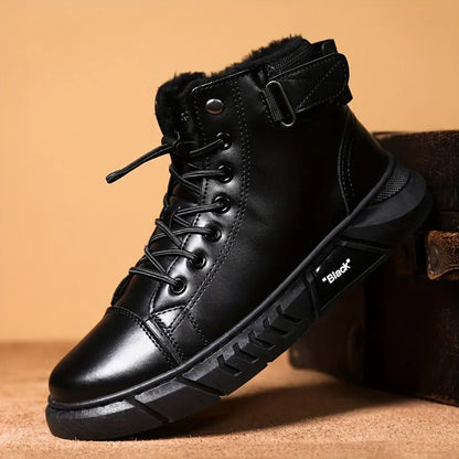 Bottes Chukka pour hommes, doublées en polaire et aspect cuir