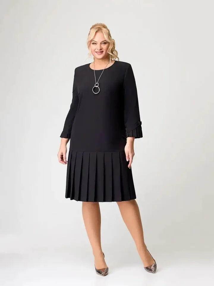 Robe plissée intemporelle unie pour femme