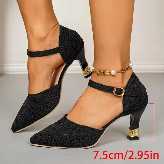 Sandales Minimalistes à Talons en Maille pour Femmes