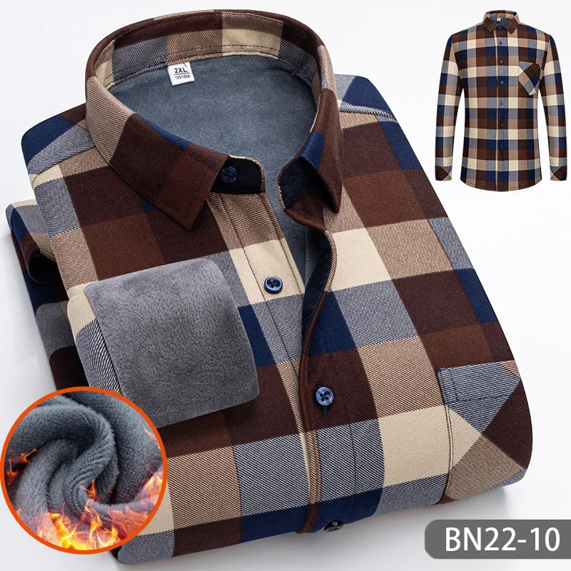 Chemise thermique doublée en polaire pour homme