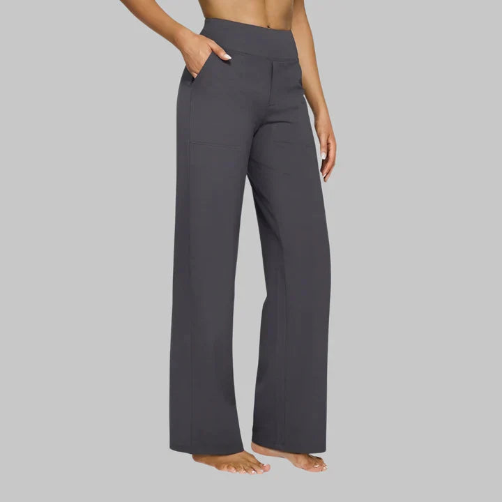 Pantalon large stretch taille haute pour femme