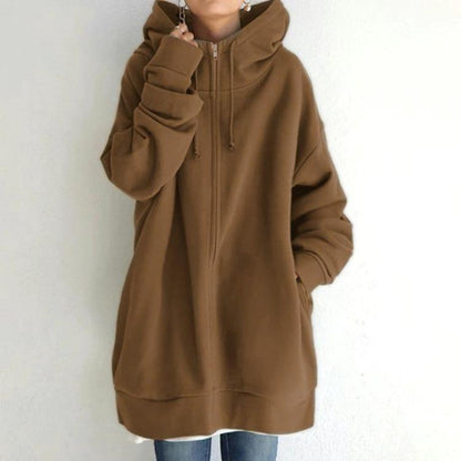 Pull à capuche zippé automne/hiver pour femme