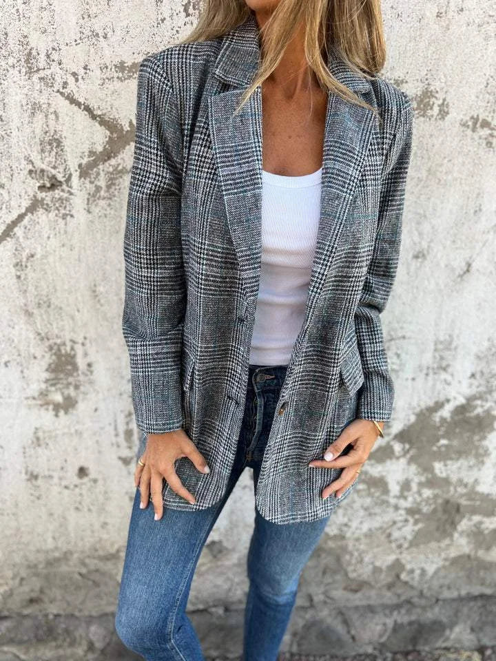 Veste à carreaux en coton pour femme