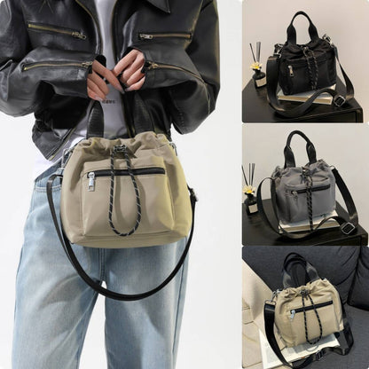 Sac seau bandoulière en nylon à cordon pour femme